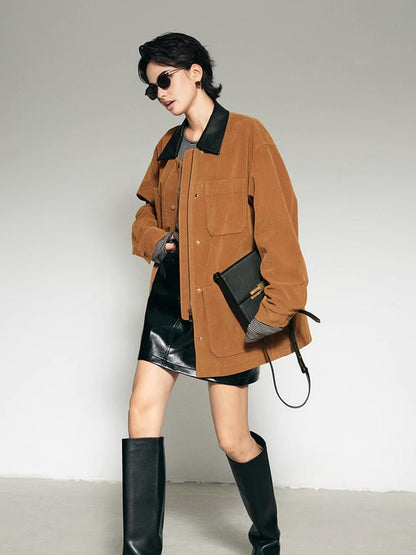 Velina Moda | Collar Oversized Suede Jacket