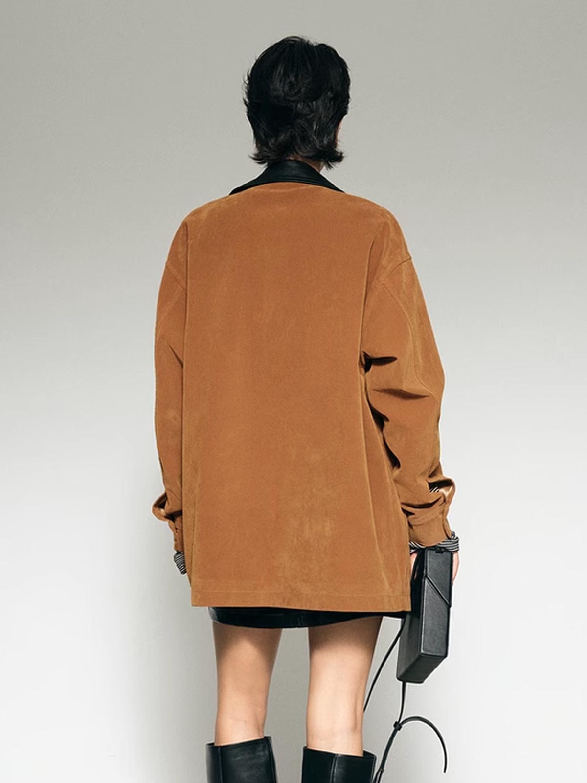 Velina Moda | Collar Oversized Suede Jacket