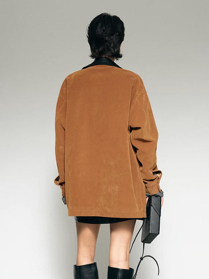 Velina Moda | Collar Oversized Suede Jacket