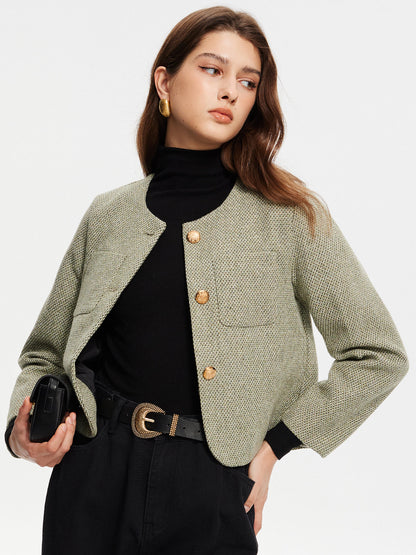 Velina Moda | Neck Pockets Tweed Jacket