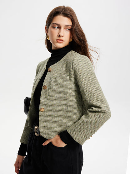 Velina Moda | Neck Pockets Tweed Jacket