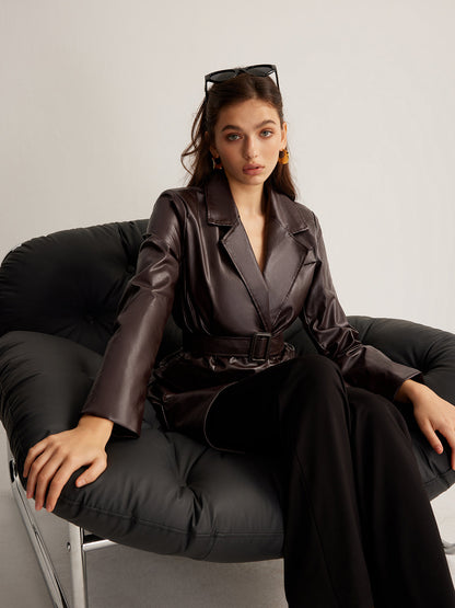 Velina Moda | Pu-Leather Belt Jacket