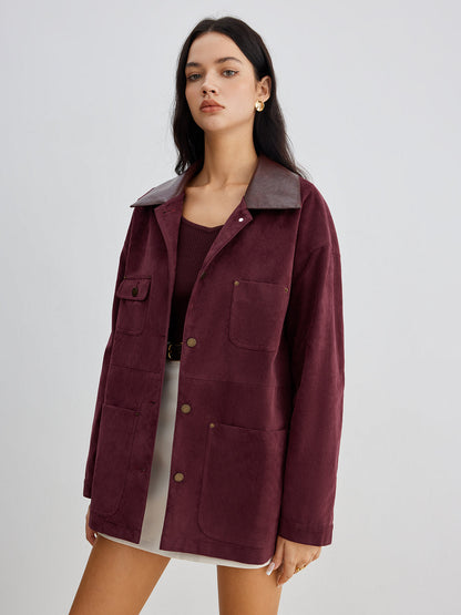 Velina Moda | Contrast Collar Pocket Jacket