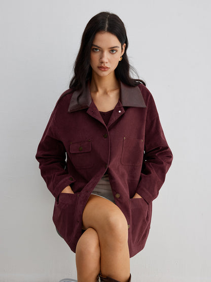 Velina Moda | Contrast Collar Pocket Jacket