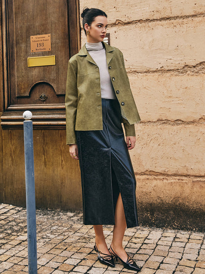 Velina Moda | Pu-Leather Straight Jacket