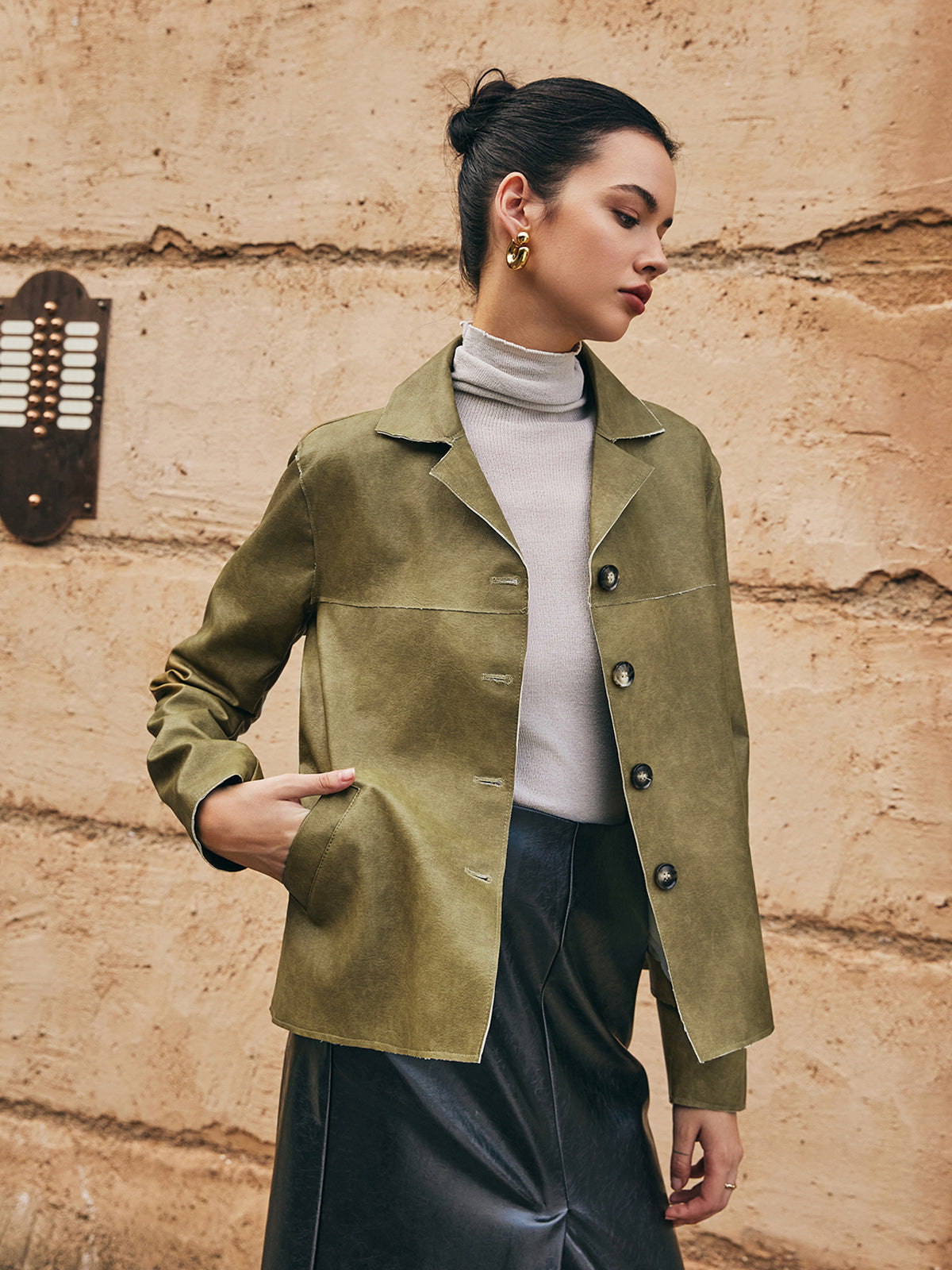 Velina Moda | Pu-Leather Straight Jacket
