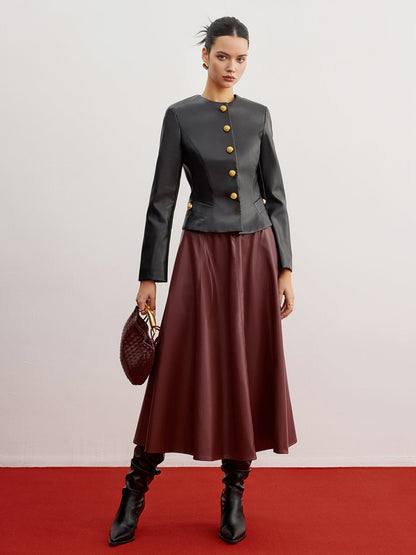 Velina Moda | Faux Leather Slim Jacket