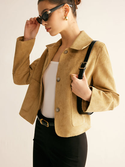 Velina Moda | Faux Leather Short Jacket