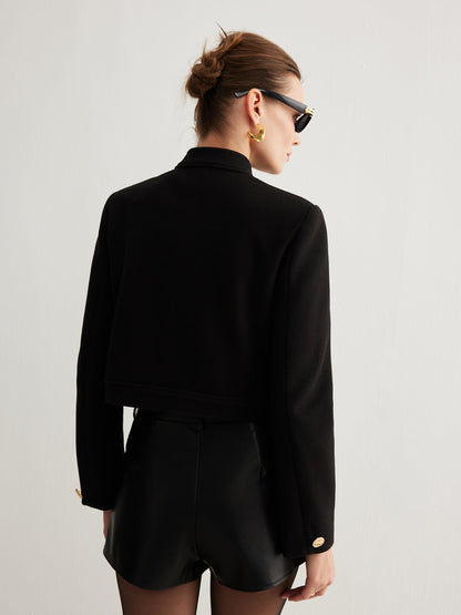 Velina Moda | Collar Button Tweed Short Jacket
