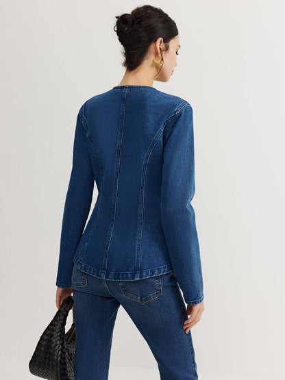 Velina Moda | Down Denim Slim Jacket