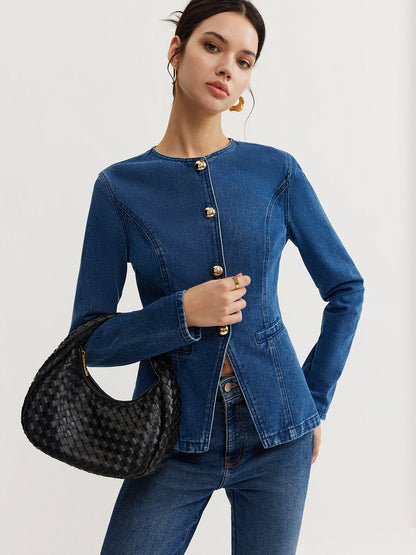 Velina Moda | Down Denim Slim Jacket