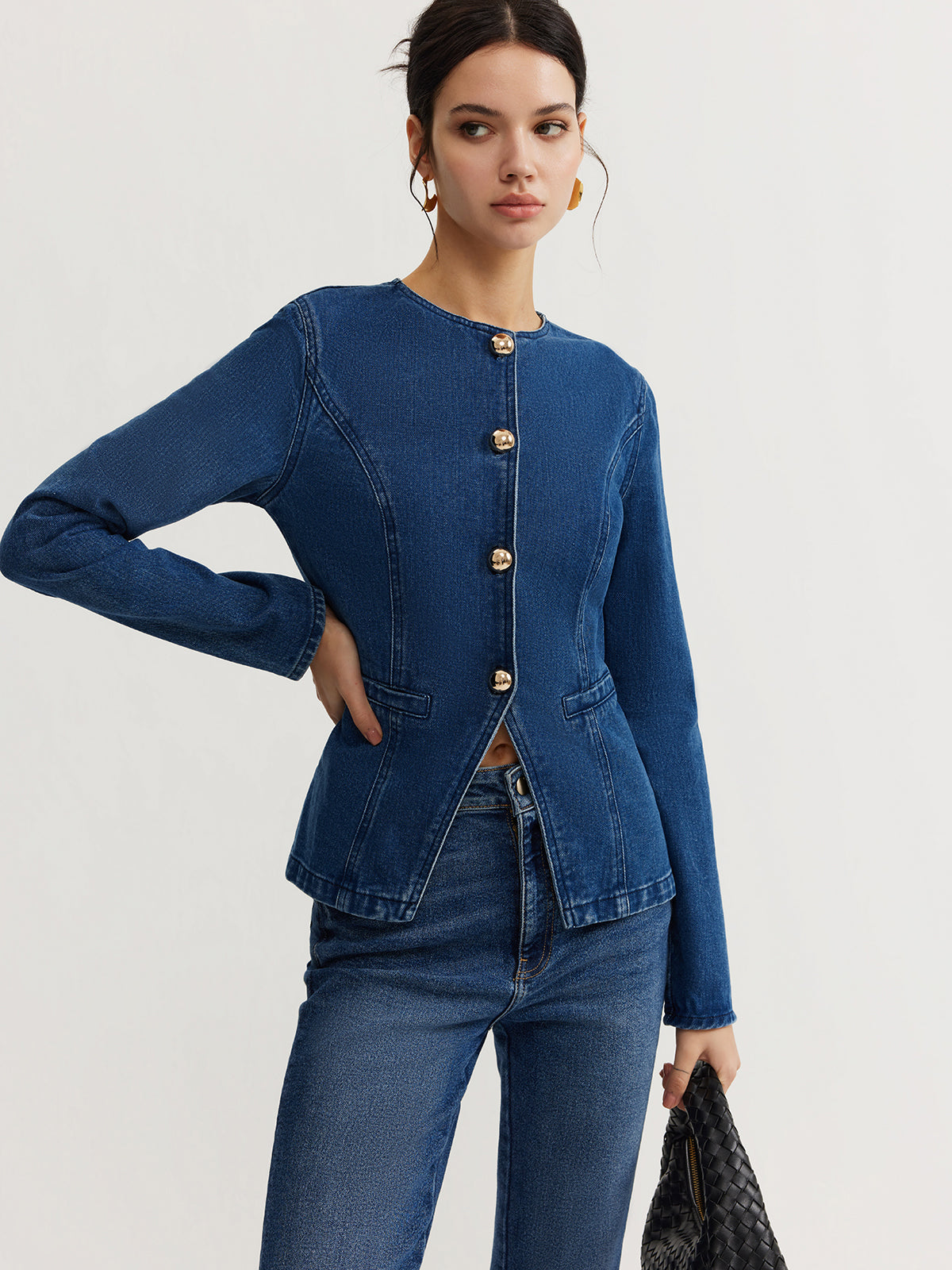 Velina Moda | Down Denim Slim Jacket