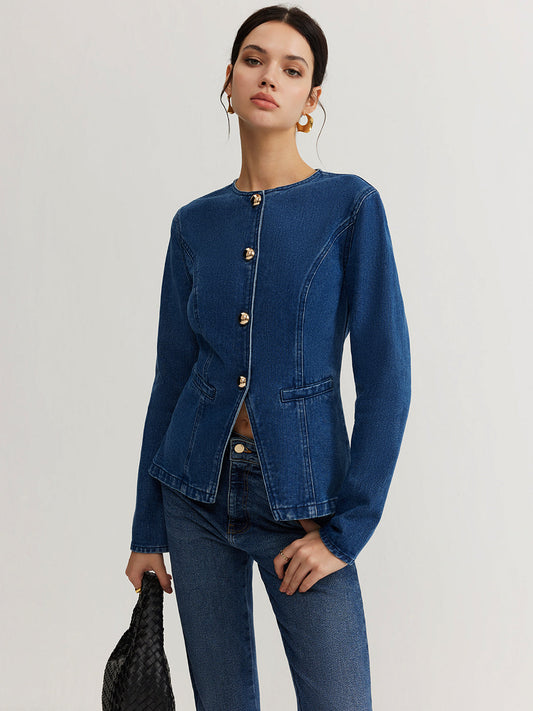 Velina Moda | Down Denim Slim Jacket