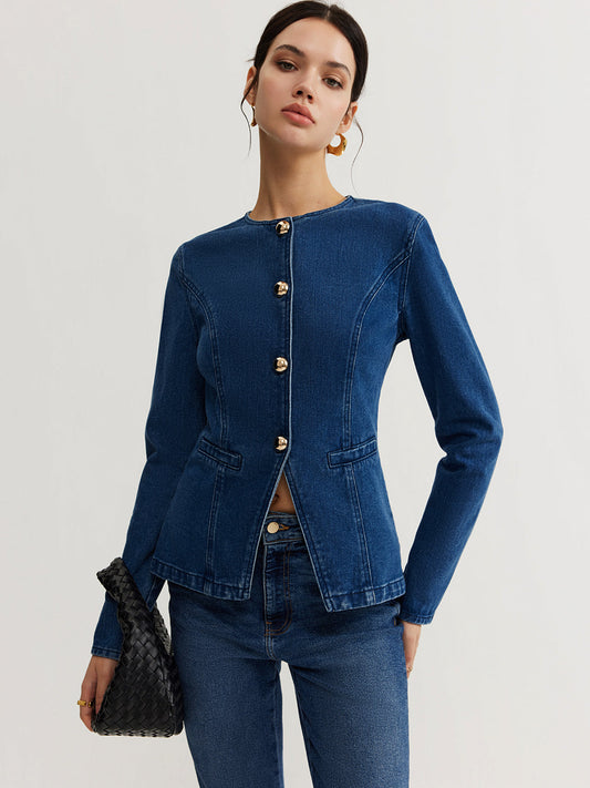 Velina Moda | Down Denim Slim Jacket