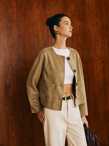 Velina Moda | Double-Breasted Suede Jacket