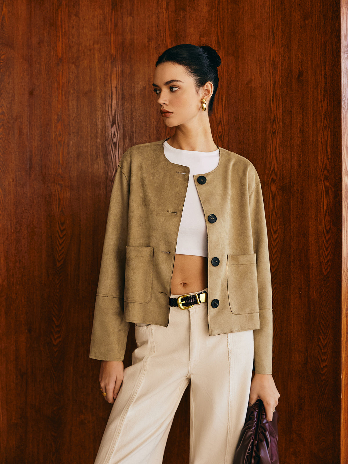 Velina Moda | Double-Breasted Suede Jacket