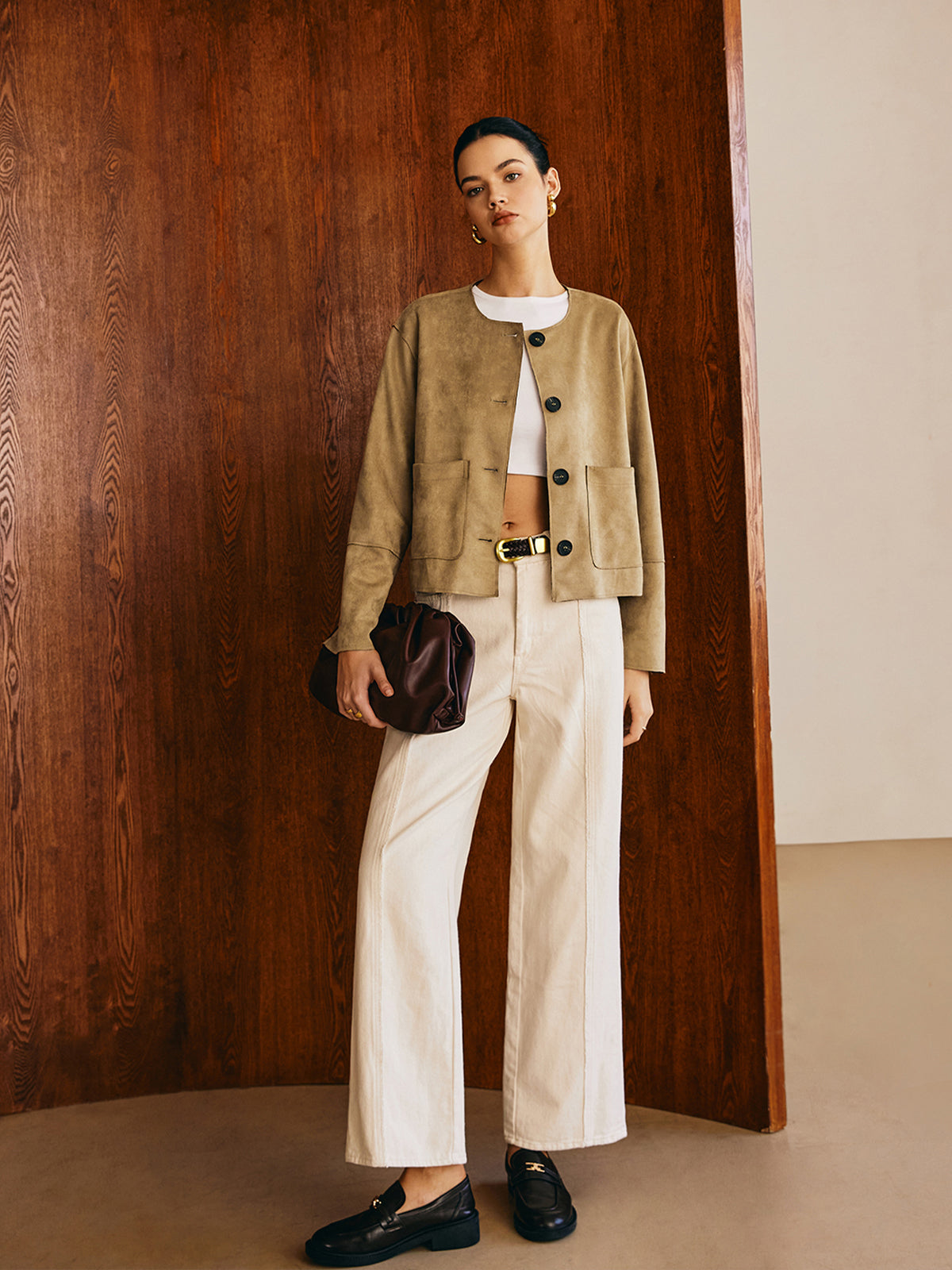 Velina Moda | Double-Breasted Suede Jacket