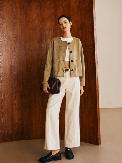 Velina Moda | Double-Breasted Suede Jacket