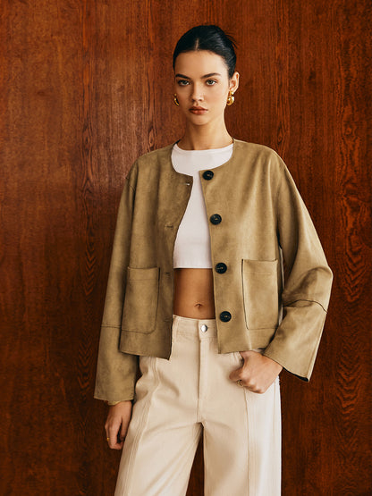 Velina Moda | Double-Breasted Suede Jacket