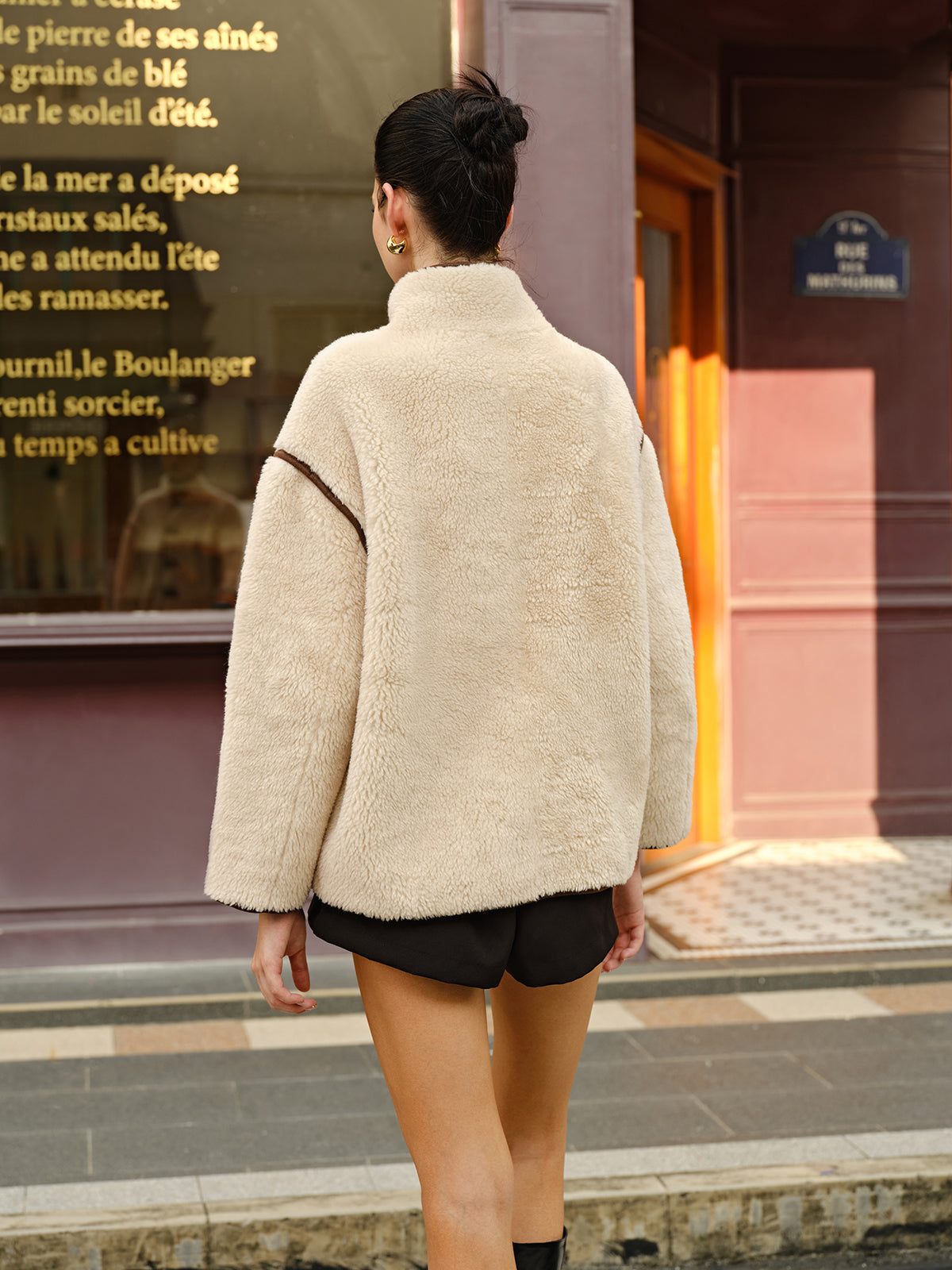 Velina Moda | Contrast Piping Fleece Jacket