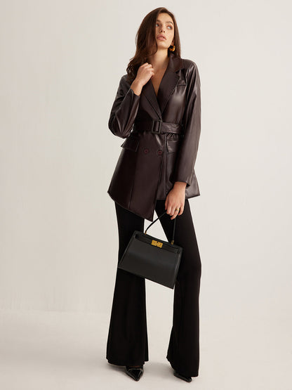 Velina Moda | Pu-Leather Belt Jacket