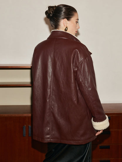 Velina Moda | Pu-Leather Belt Jacket