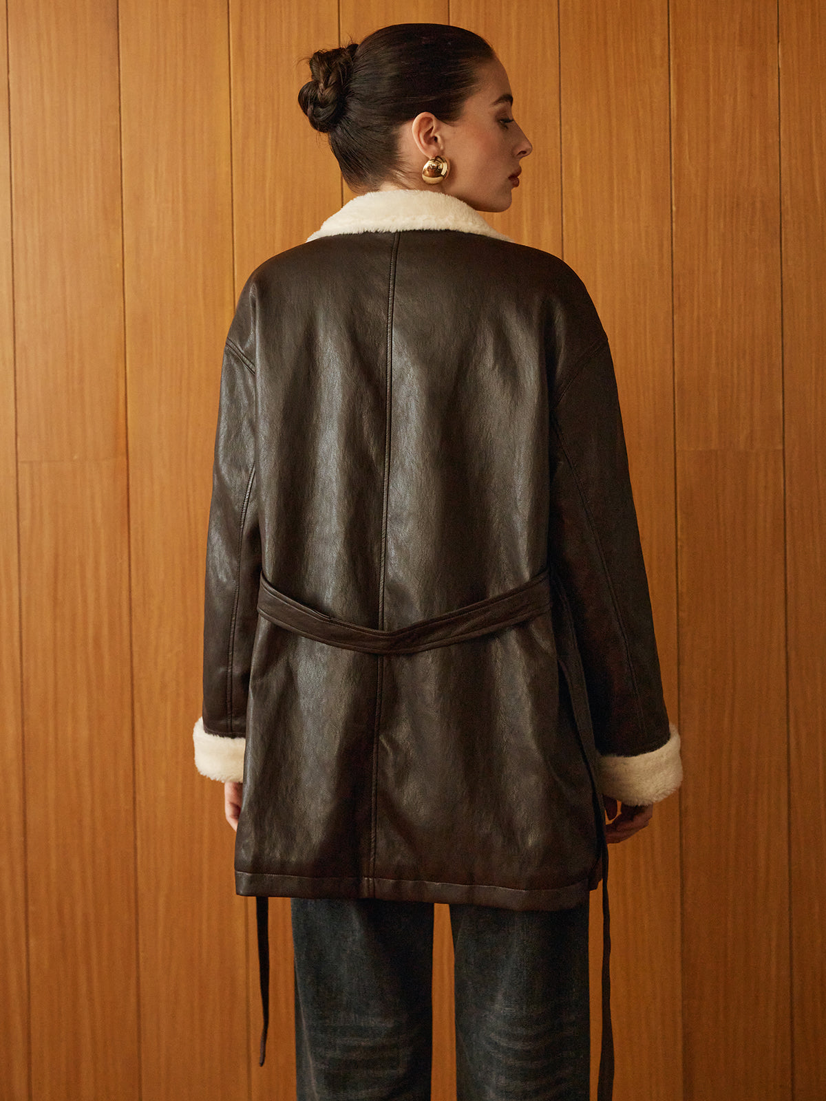 Velina Moda | Pu-Leather Belt Jacket