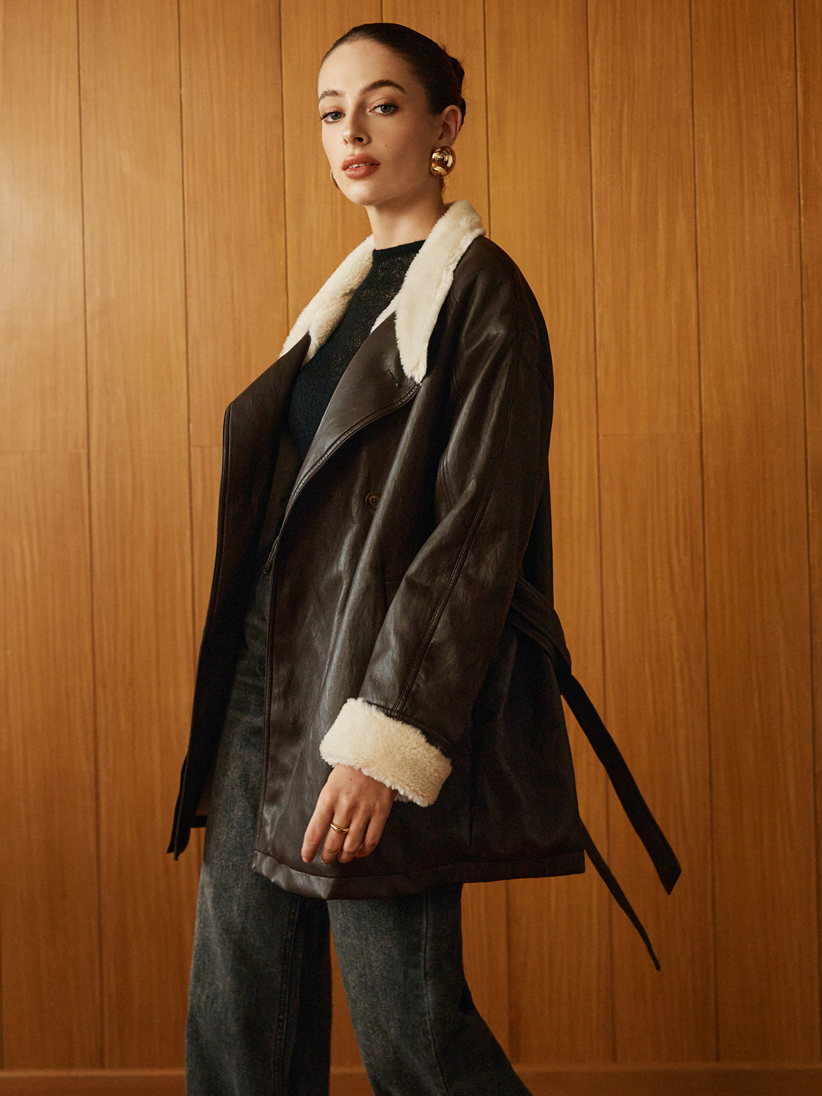 Velina Moda | Pu-Leather Belt Jacket
