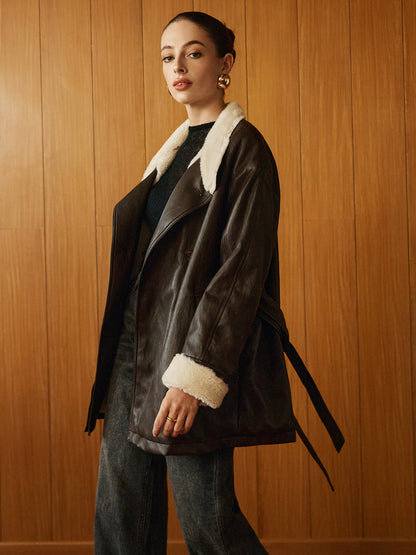 Velina Moda | Pu-Leather Belt Jacket