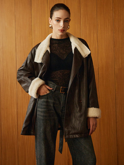 Velina Moda | Pu-Leather Belt Jacket