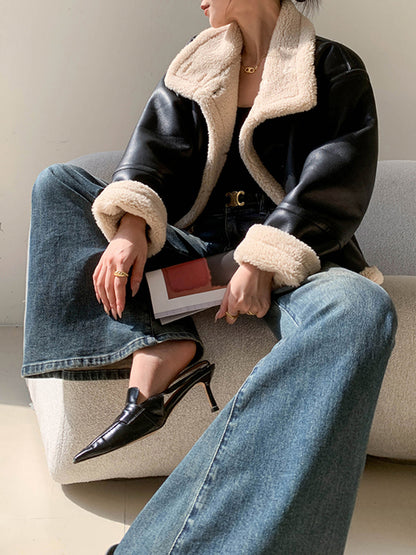 Velina Moda | Lined Faux Leather Jacket