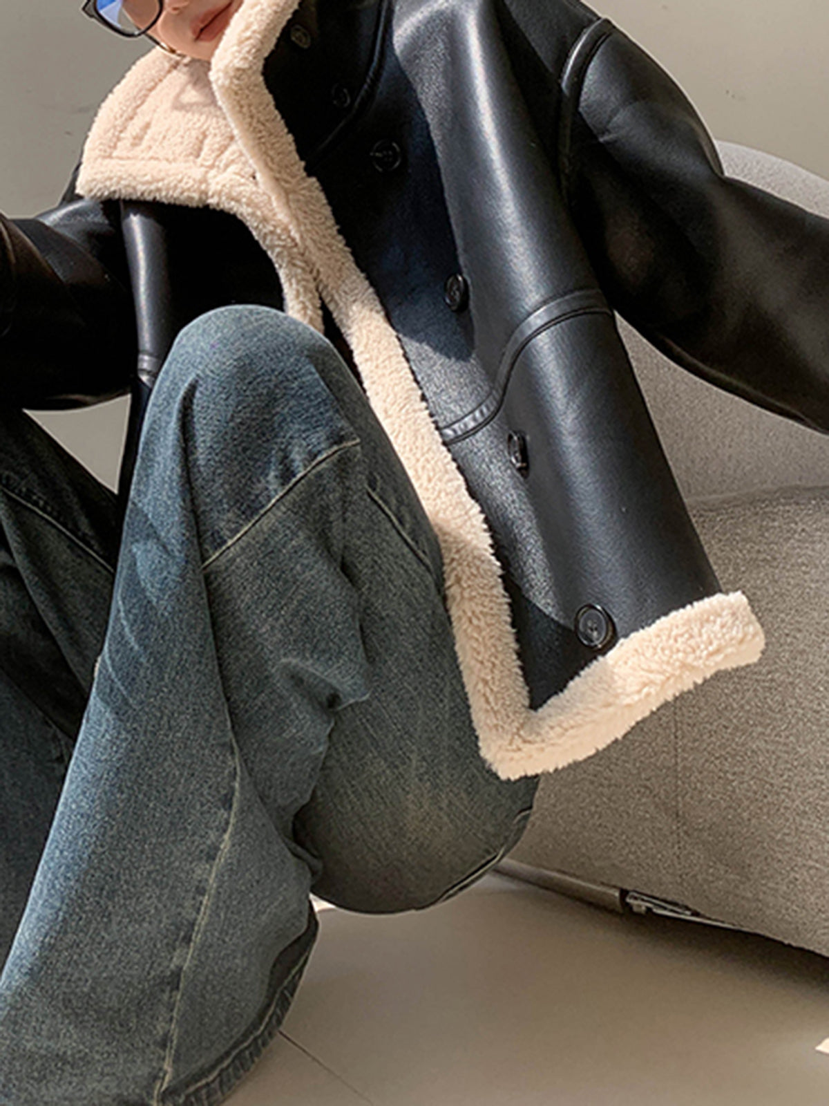 Velina Moda | Lined Faux Leather Jacket