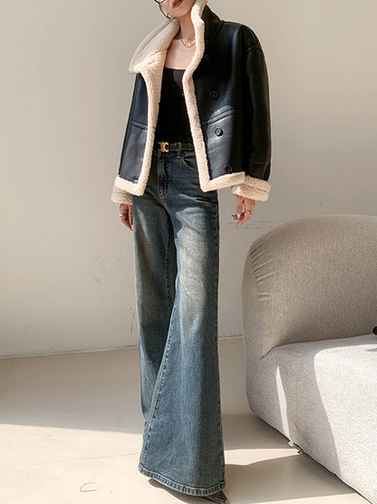 Velina Moda | Lined Faux Leather Jacket