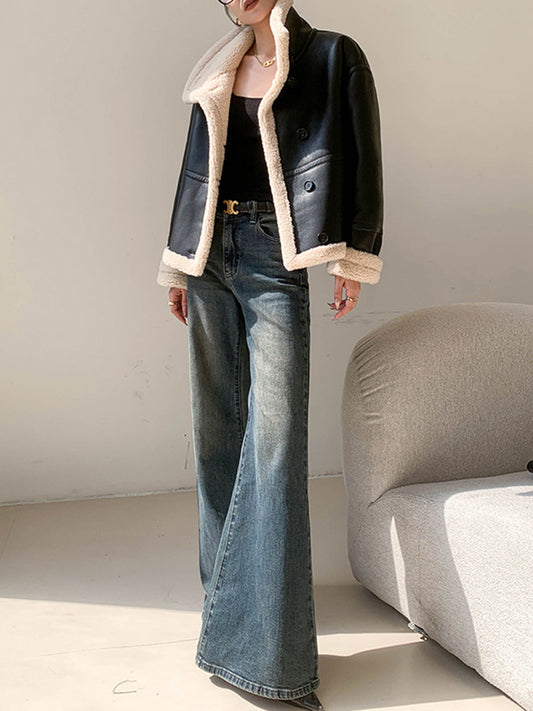 Velina Moda | Lined Faux Leather Jacket
