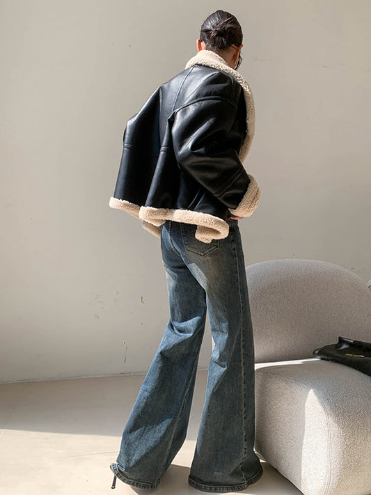 Velina Moda | Lined Faux Leather Jacket