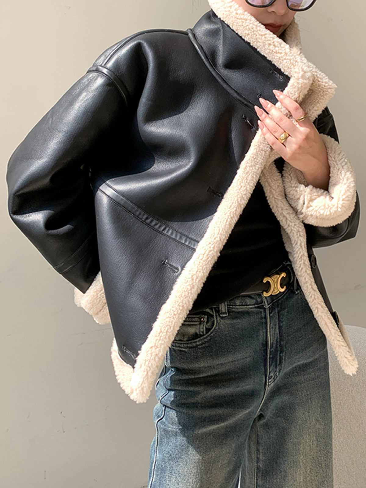 Velina Moda | Lined Faux Leather Jacket