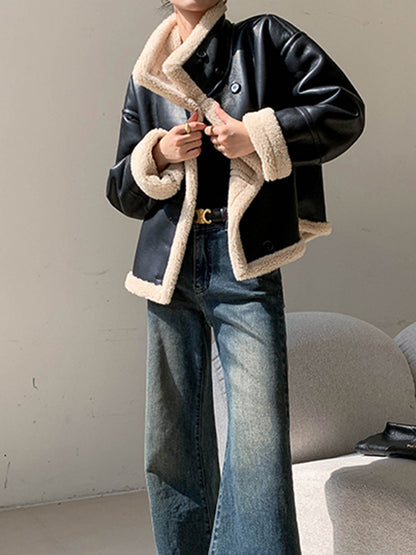 Velina Moda | Lined Faux Leather Jacket