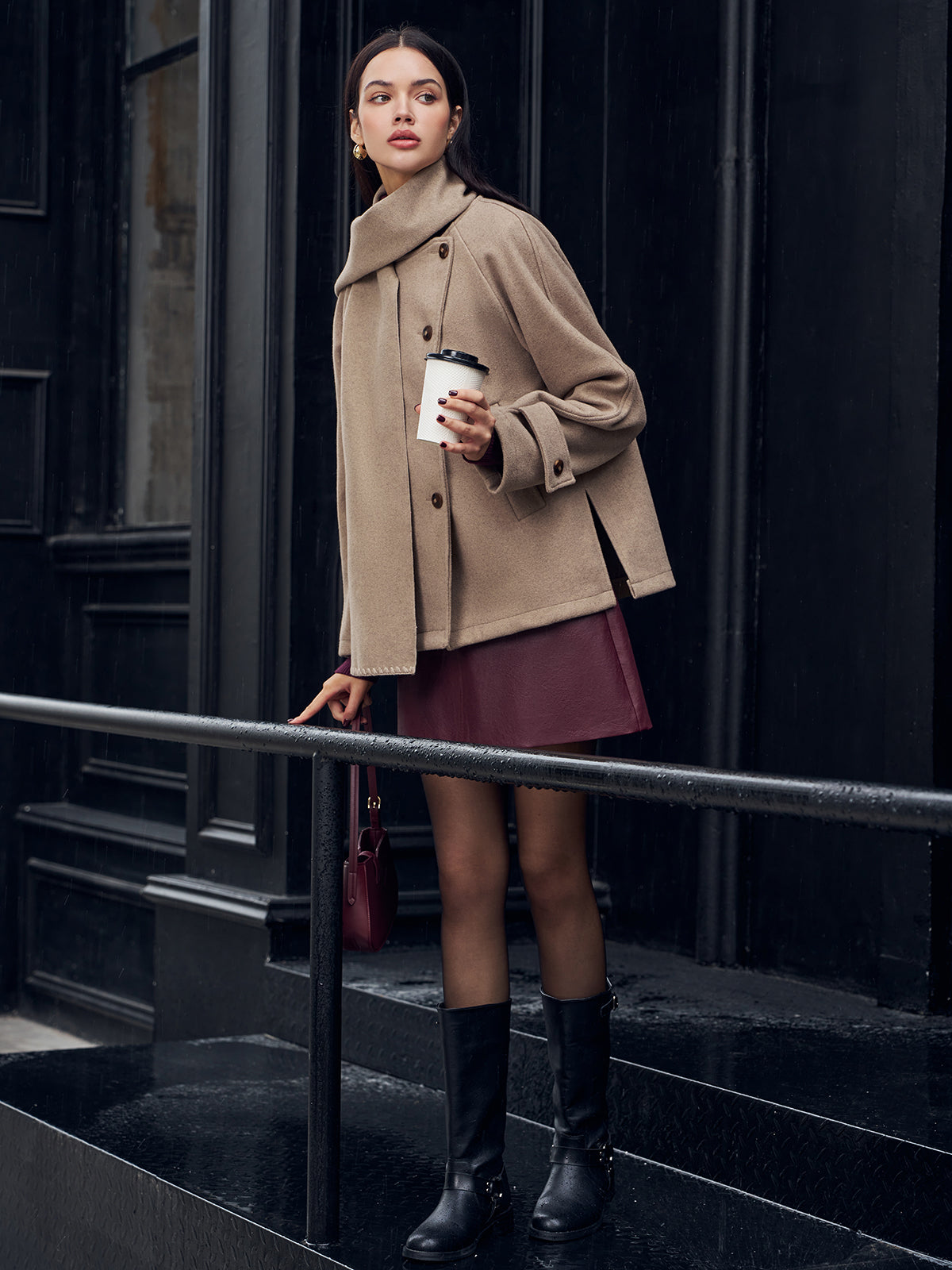 Velina Moda | Jacket with Matching Button Scarf