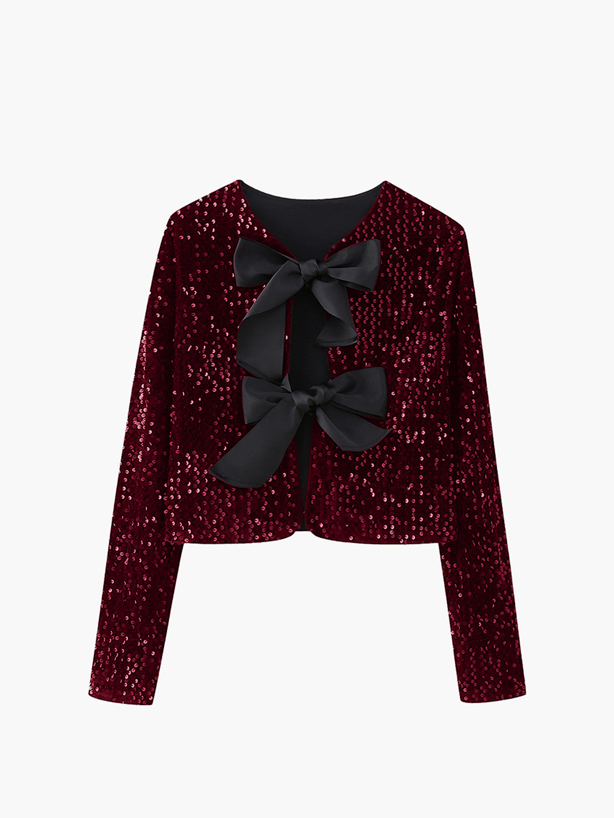 Velina Moda | Velvet Bow Decor Jacket