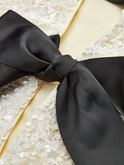 Velina Moda | Velvet Bow Decor Jacket