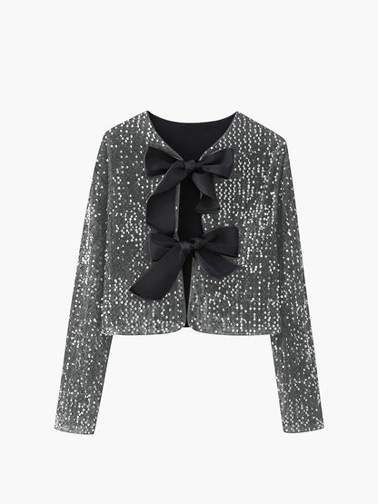 Velina Moda | Velvet Bow Decor Jacket