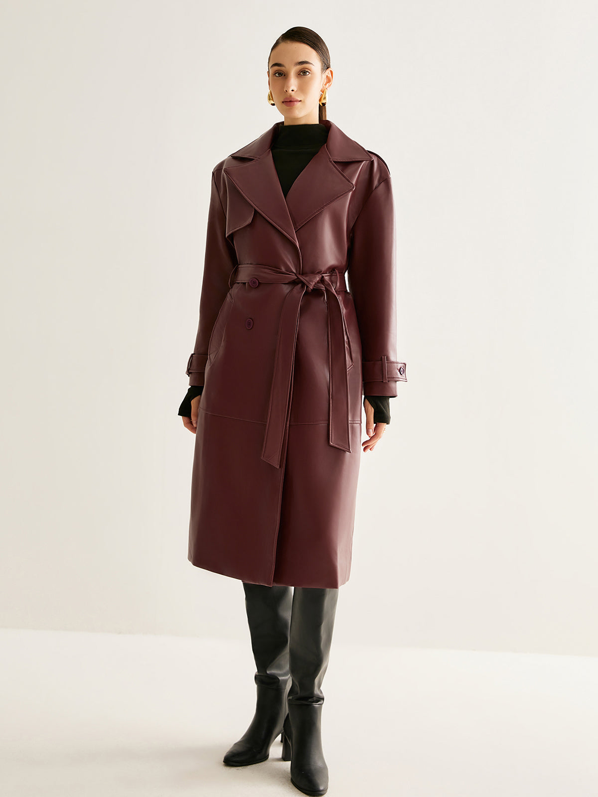Velina Moda | Pu-Leather Long Jacket