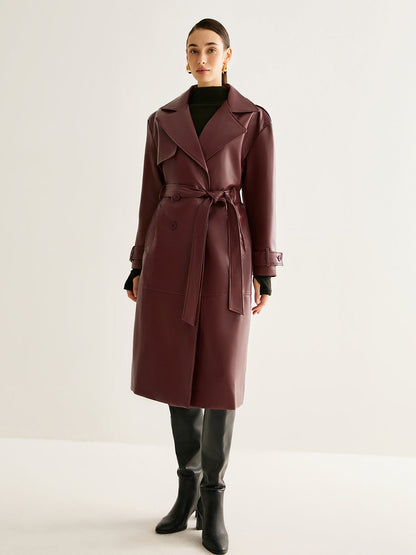 Velina Moda | Pu-Leather Long Jacket