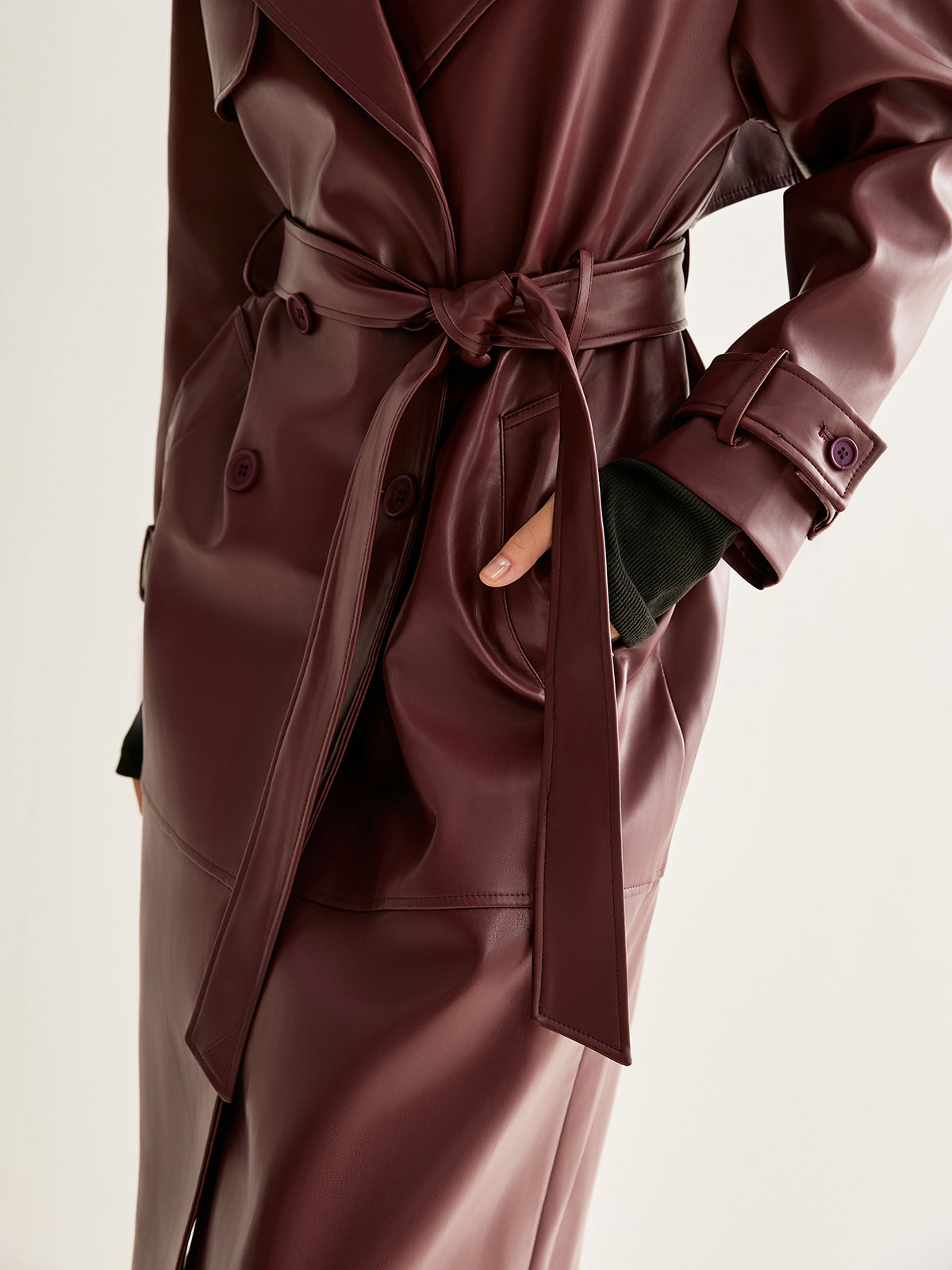 Velina Moda | Pu-Leather Long Jacket