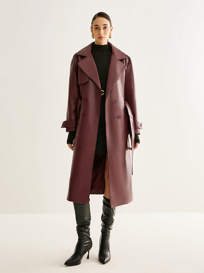 Velina Moda | Pu-Leather Long Jacket