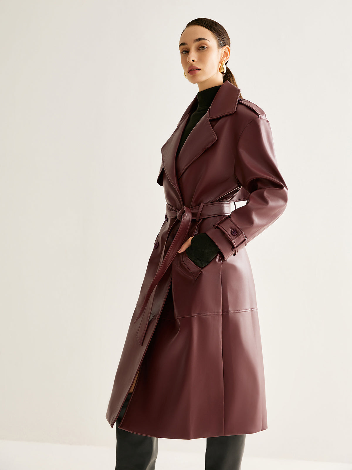 Velina Moda | Pu-Leather Long Jacket