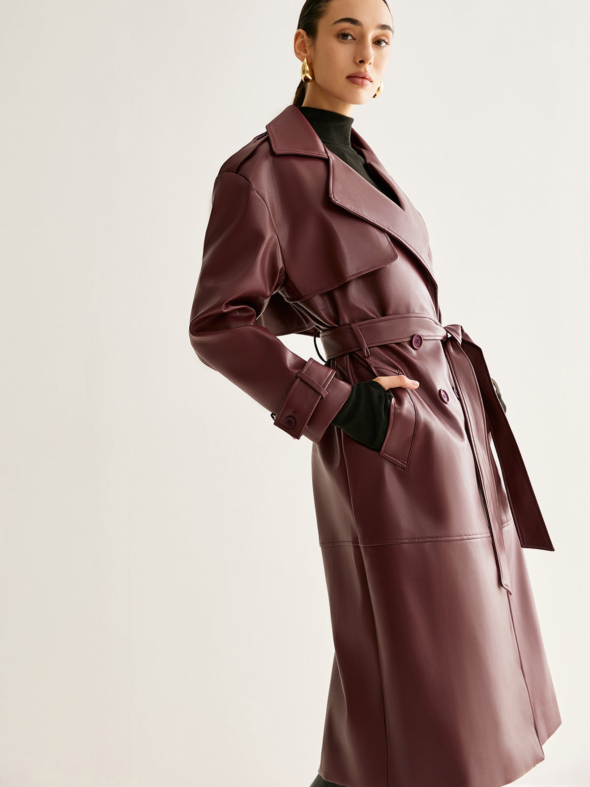Velina Moda | Pu-Leather Long Jacket