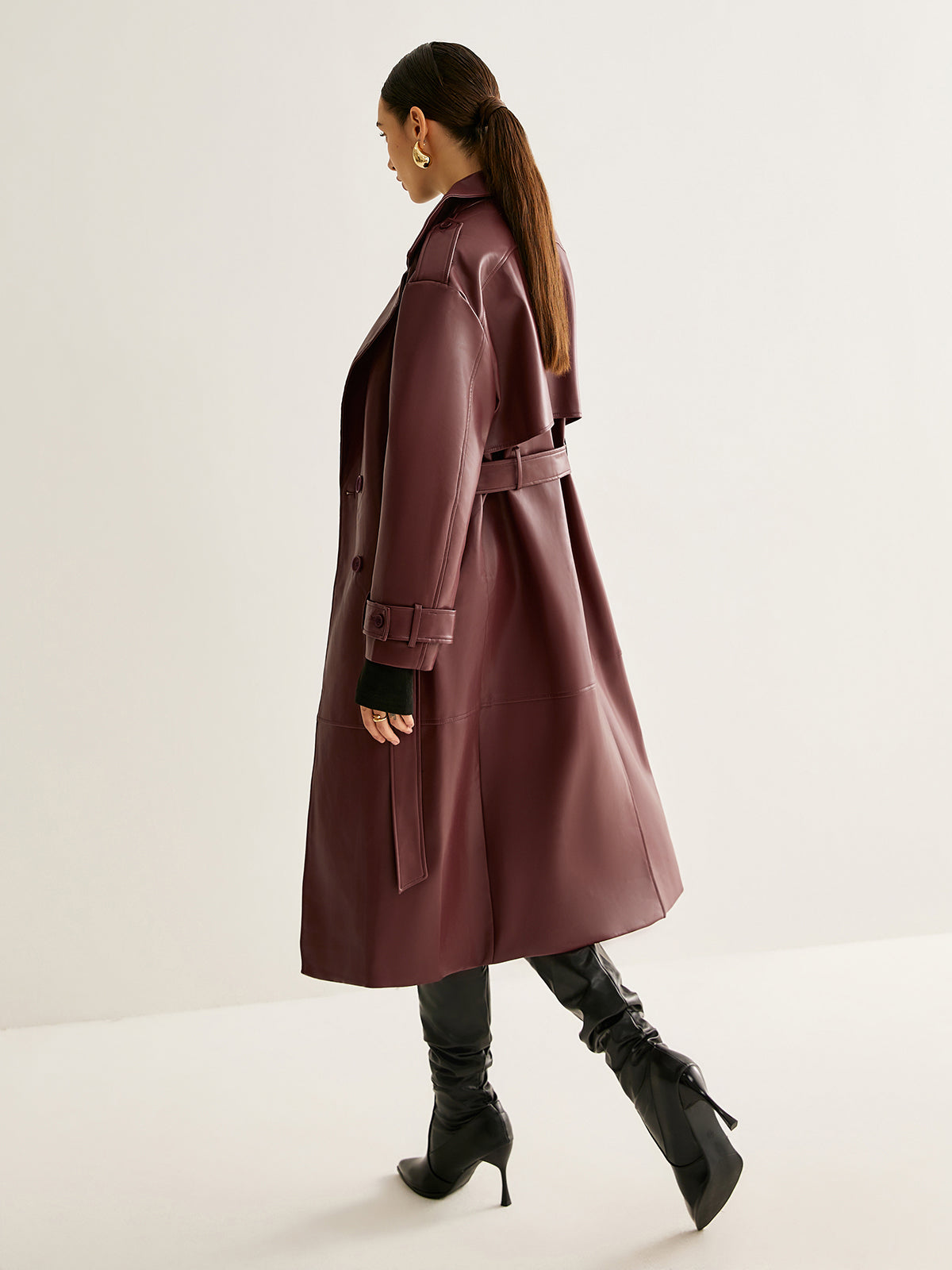 Velina Moda | Pu-Leather Long Jacket
