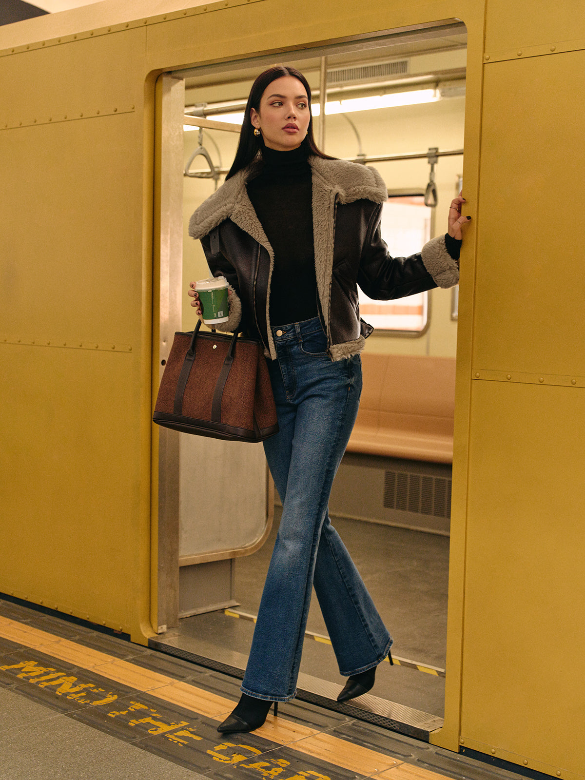 Velina Moda | Faux Leather Zip Jacket