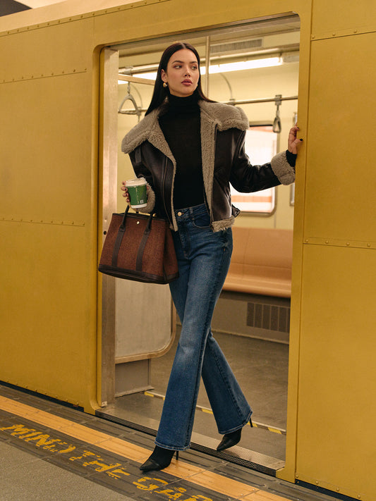 Velina Moda | Faux Leather Zip Jacket